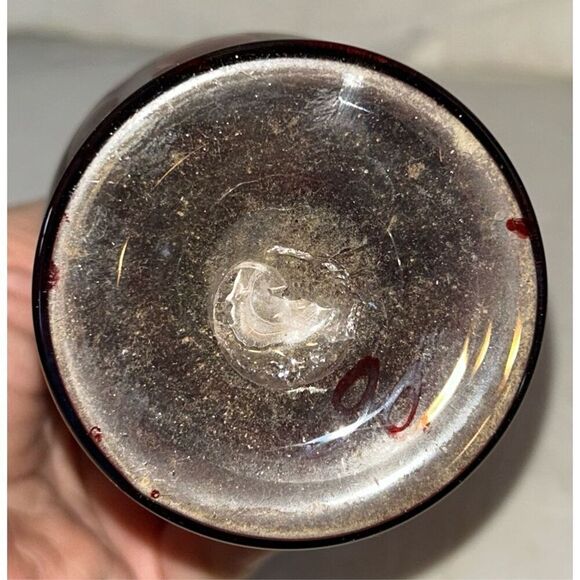 2  Vintage Czech Bohemian Ruby Red Frosted Hand Blown Glass Bud Vases - Picture 5 of 6